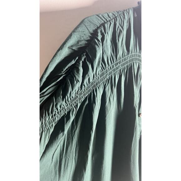 Andree By Unit Small Green Long Sleeve Button Down Stretch Detail Career Blouse - Picture 3 of 10